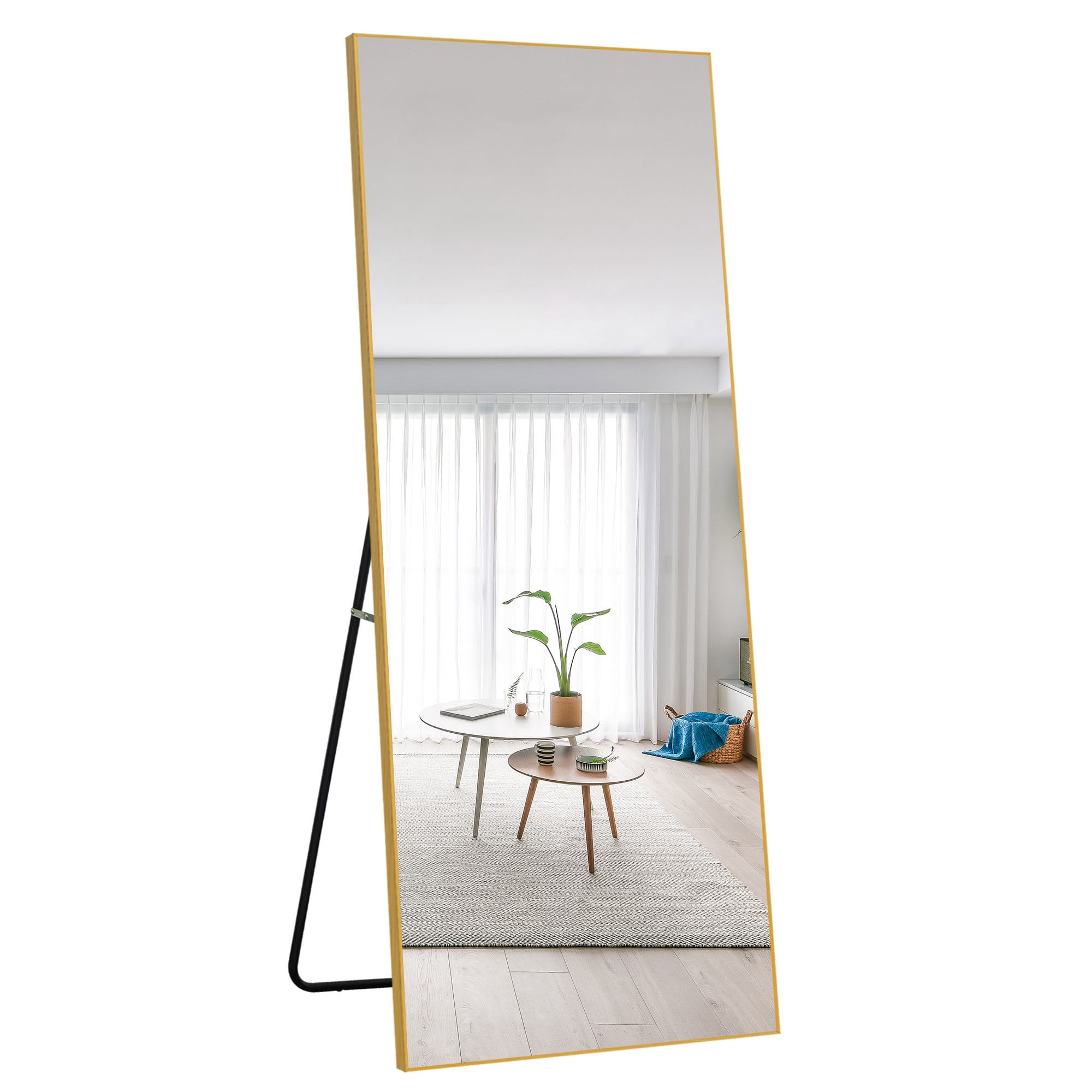 22" x 64" Gold Modern Floor Mirror