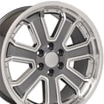 thumbnail image 1 of 22 x 9.5 in. Deep Dish Wheel Replica, Gunmetal Machined Face with Chrome Inserts for Chevrolet Silverado, 1 of 1