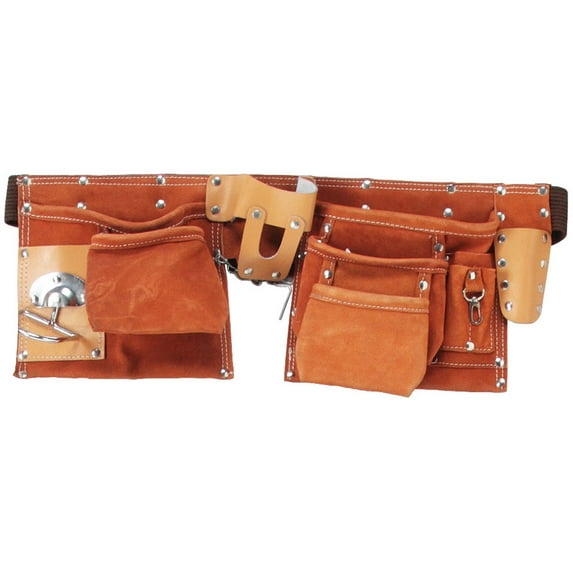22" x 9" Brown Leather Tool Belt, 10-Pockets (ToolUSA: AS-82103)