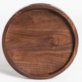 22 x 22 inches Round Ottoman Tray Wooden Solid Serving Tray with Handle