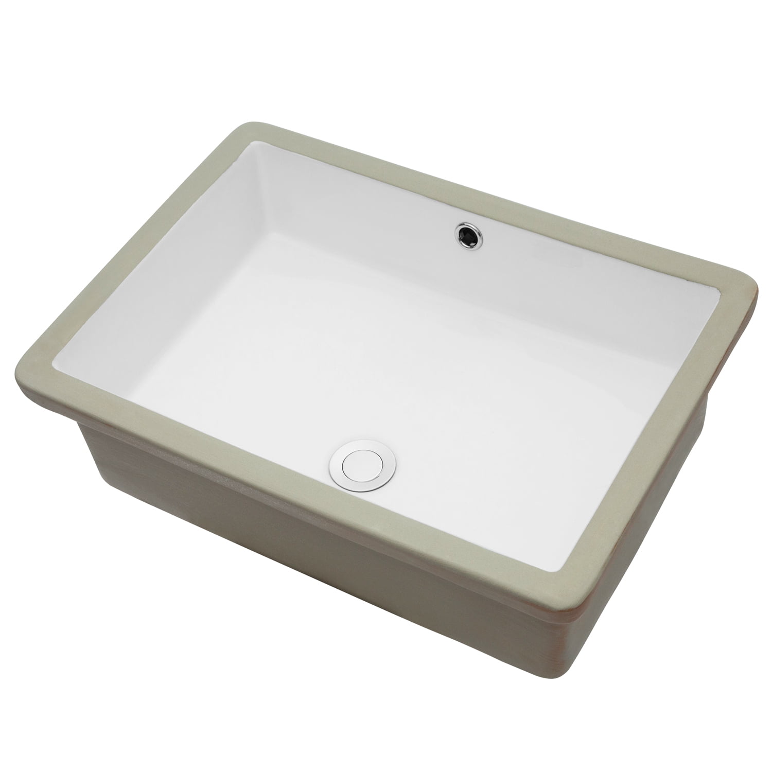 22" White Ceramic Rectangular Undermount Bathroom Sink with Overflow