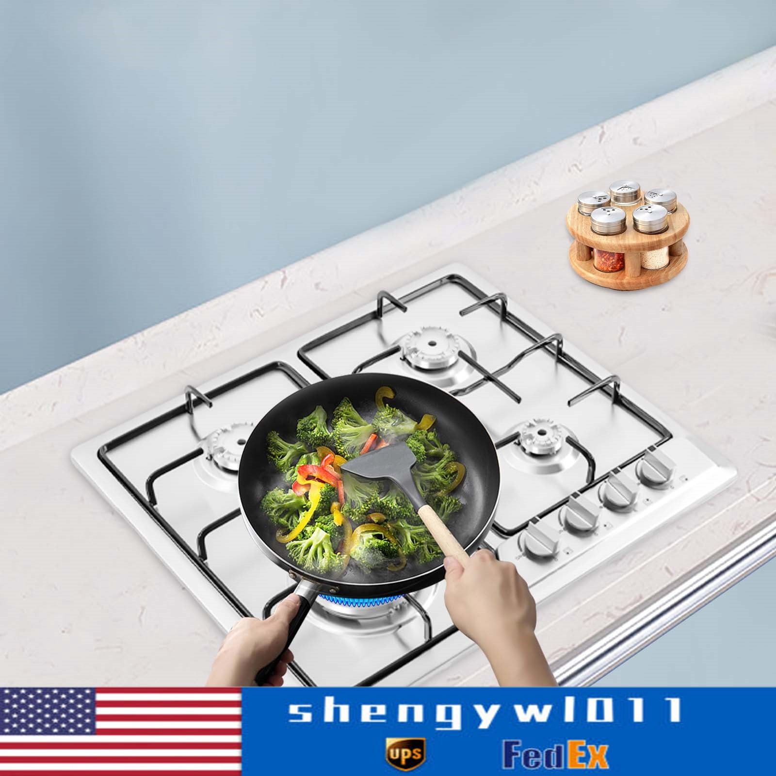 PEAKORA22"x20" Built in Gas Cooktop 4 Burners Stainless Steel Stove Top NG/LPG Gas Hob~