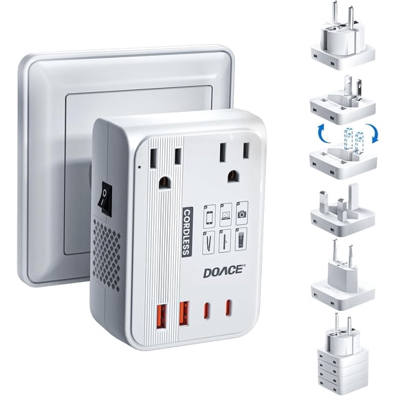 220 to 110 converter European travel - 6 in 1 350 voltage converter US to Europe, power converter adapter combination set with fast charger suitable for straighteners, shavers, electric toothbrushes,