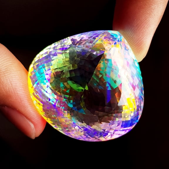 220 CT Synthetic lab-Created Mystic Opal Heart Shape Lab Grown Pendent Size Multi-Color Mystic Opal Loose Gemstone