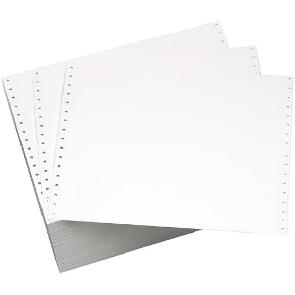 220, Dot Matrix Computer Paper 12'' x 8-1/2'' White, 1/2 Marginal Perfs. 20# 1 Part, 2400/Carton$$Office