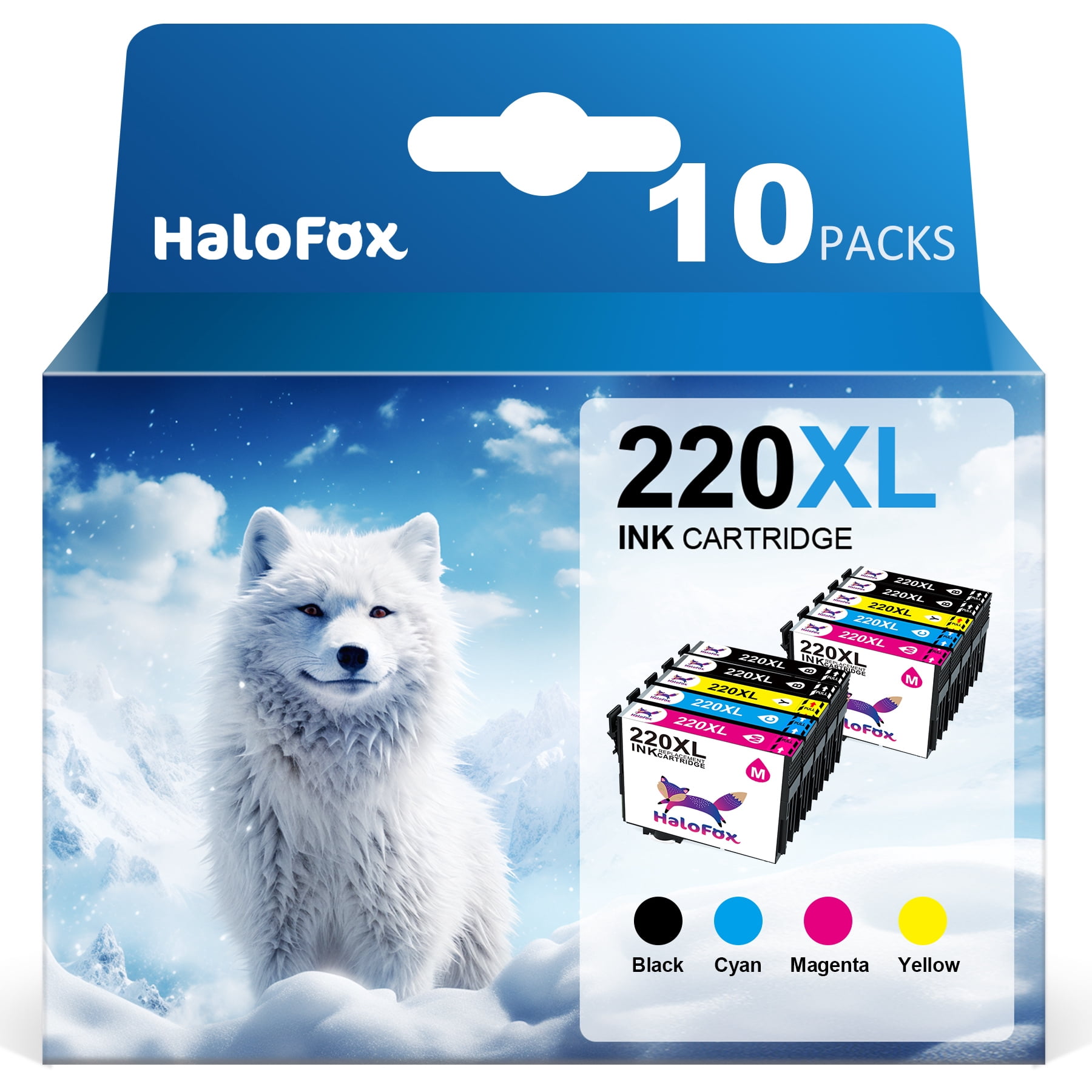 220u Ink 10-Pcs 220XL Ink Cartridges for Epson WF, XP Printer Series (Black ...