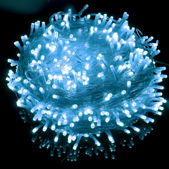 220 LED Christmas Lights, 72ft Connectable Blue Fairy String Lights with Clear Wire, 8 Lighting Modes, Plug-in Twinkle Lights for Indoor/Outdoor Christmas Tree, Bedroom & Wedding Decor