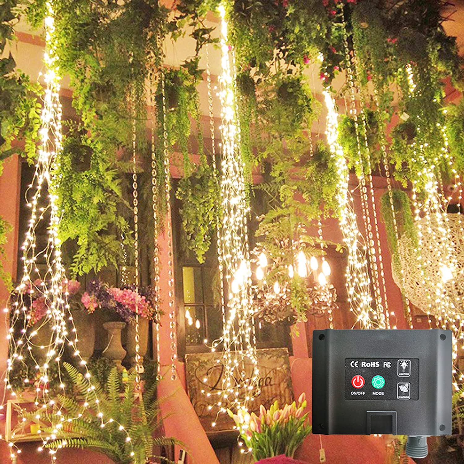 220 LED Solar Fairy Lights Waterproof, 11 Strand Firefly Bunch Lights