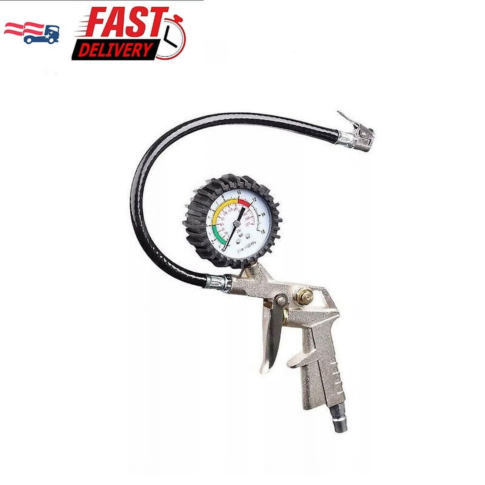 220 PSI Professional Tire Inflator Gauge with Flexible Hose and Pistol ...