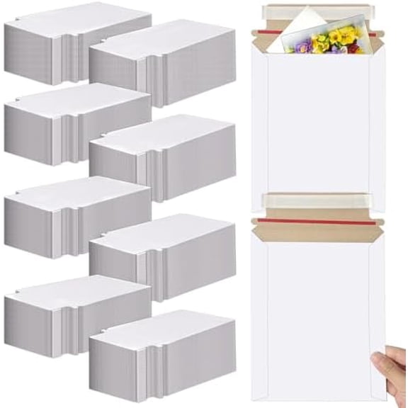 220 Pcs 7 x 9 Inch Rigid Mailers 250gsm Self Adhesive Seal,Cardboard Envelopes White Photography Mailers for Shipping Document, CD, Gift Card$$Office