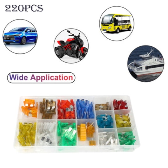220 Pcs Blade Fuse Assortment Auto Car Truck Motorcycle Fuses Kit 5-30A