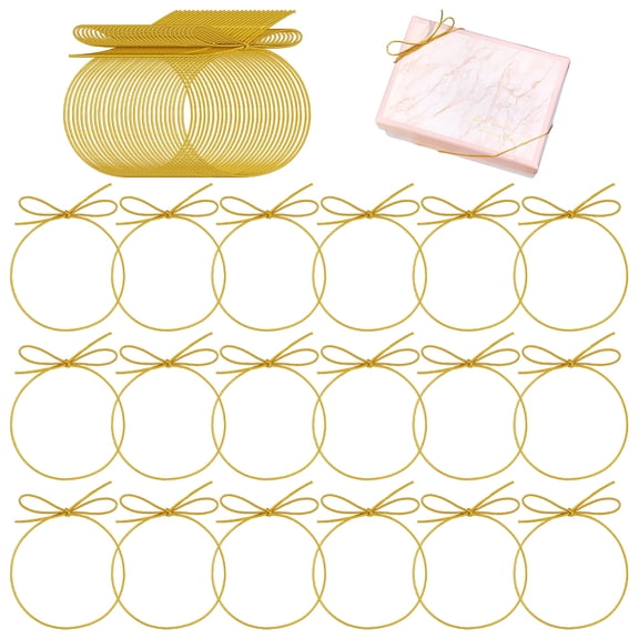 220 Pcs Elastic Bows for Gifts Boxes 4 Inches Small Golden Stretch Loops with Pre-Tied Bows Elastic Ribbon Cord Strings for Gifts Boxes Bags Crafts