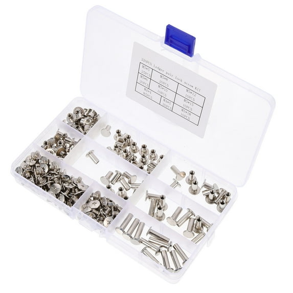 220 Pcs Ledger Lock Screw Mini Bolts and Nuts Kit Paper Rivet Silver