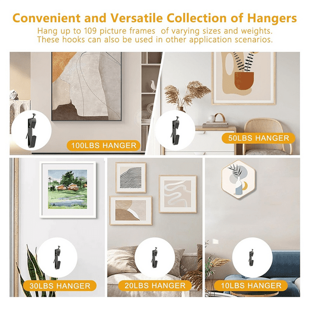 220 Pcs Picture Hangers, 5 Sizes Picture Hanging Kit, Picture Frame