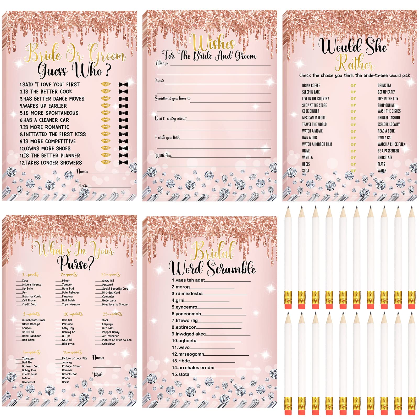 220 Pieces Bridal Shower Games Cards Bridal Shower Games Supplies