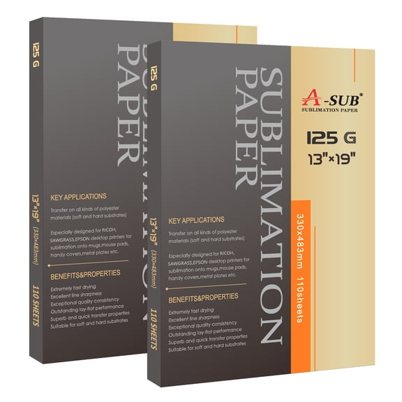 220 Sheet Bulk A-SUB Sublimation Paper 13x19 125g Heat Transfer Cotton Polyester