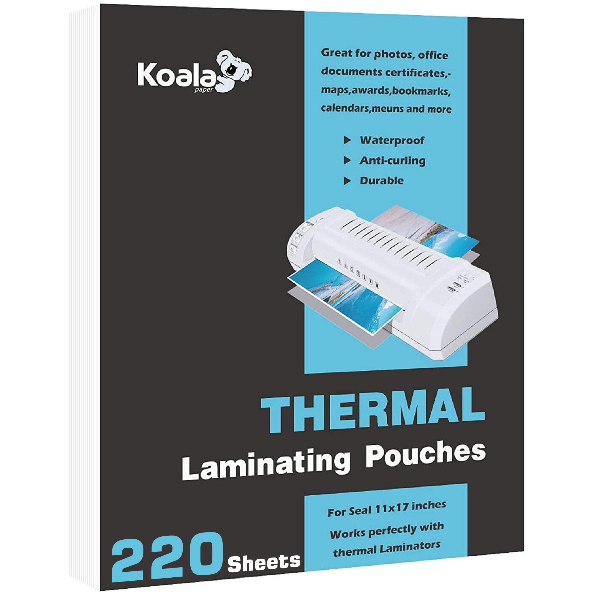 220 Sheets Bulk Koala Thermal Laminating Pouches 3 Mil 11.5x17.5 Inches