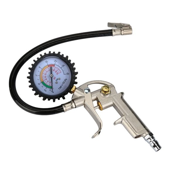 220 -Type Air Chuck With Dial Tire Inflator Gauge Flexible Hose