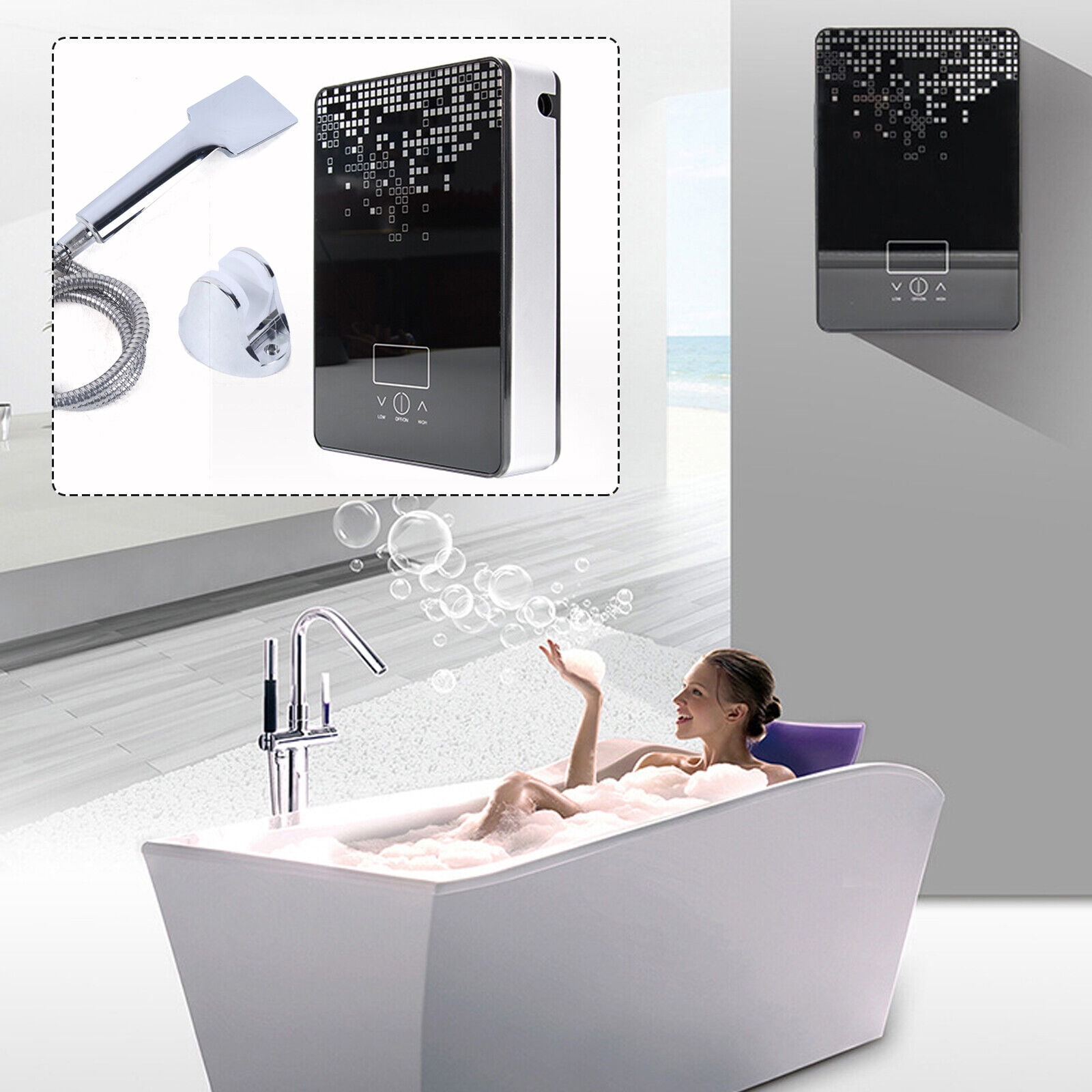 220 V 190 x 65 x 285 mm Electric Tankless Water Heater 6500W Calentador de Agua Electrico with LED Display