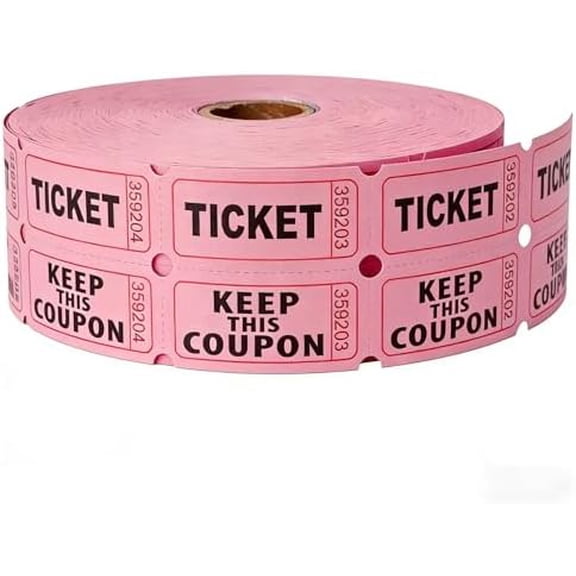 2200 Pcs (1100 Pairs) Raffle Tickets Double Roll, Pink 50/50 Raffle Tickets, Consecutively Numbered for Raffles, Events, Fundraisers, Carnivals & Classroom Activities