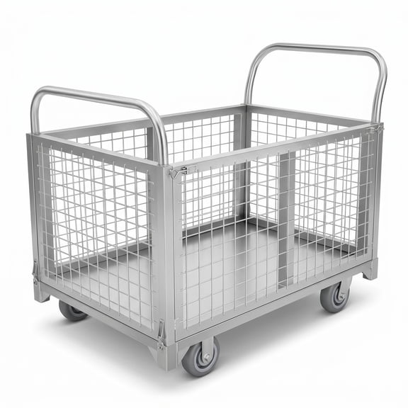 2200 lbs Capacity 4-in-1 Heavy Duty Platform Truck, Detachable & Foldable Guardrails, Industrial Flatbed Cart with Swivel Casters for Warehouse & Storage