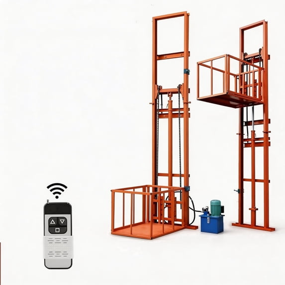 2200 lbs Hydraulic Freight Elevator Lift System, 9.8 FT Wall-Mounted Cargo Lift Platform, Heavy Duty Electric Mezzanine Lift for Factory, Warehouse and Home Space (1100W, 110V)