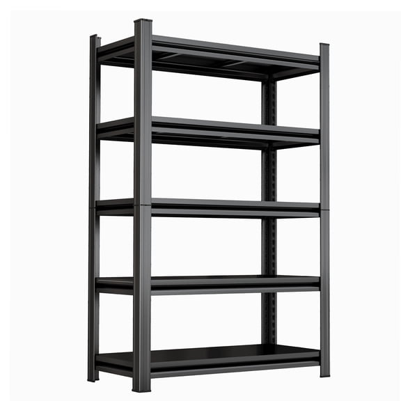 2200LBS Heavy Duty 5 Tier Adjustable Metal Storage Shelving Unit, Black, Assembly Required