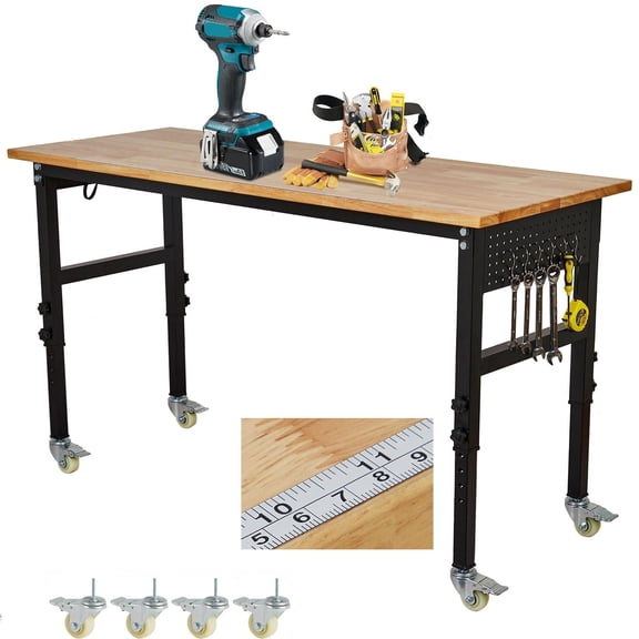 2200LBS Load Adjustable Height Wheeled Workshop Workbench