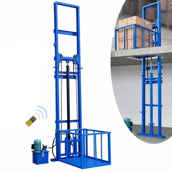 2200Lbs Electric Hydraulic Lift Platform, Wall-Mounted Vertical Freight Elevator with Anti-Crush Safety System for Warehouse, Factory and Home Use, 13.12ft