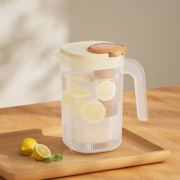 2200ML Large Capacity Pitcher with Lid Food Grade Plastic Refrigerator Beverage Dispenser for Iced Tea Lemonade Fruit Infused Water Hot Drinks Summer Gatherings Parties Barbecues Home Office Kitchen