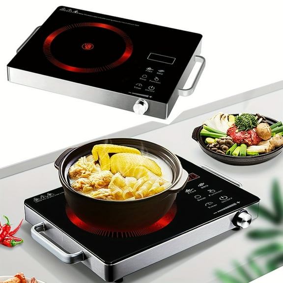 2200W Electric Ceramic Cooktop with Infrared Induction Technology for Efficient Home Cooking, 110V Household Appliance
