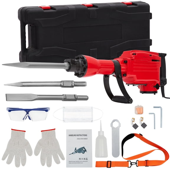 2200W Electric Demolition Jack Hammer with 6 Tool Bits, Concrete Breaker Kit for Brick Masonry and Construction Work