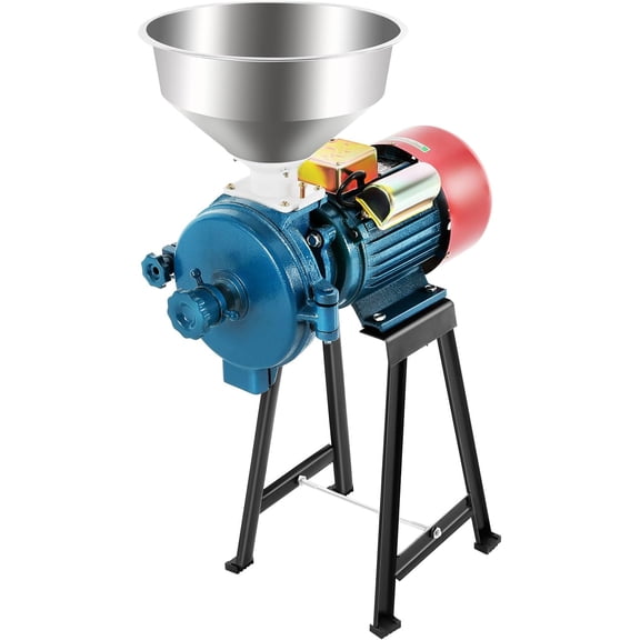 2200W Electric Grain Grinder Mill, 110V Commercial Dry Grinder for Corn Rice Wheat Spices Coffee, 60-120lbs/h Stainless Steel Mill with Adjustable Knob, for Home Kitchen Pharmacy Supermarket Use