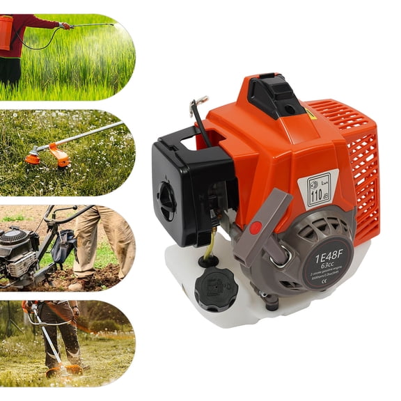 2200W Gas Engine 63CC 2-Stroke, 3HP Gasoline Engine, Single-Cylinder 2-Stroke Gasoline Engine with Air-Cooled, for Residential or Commercial Lawn and Garden Equipment, Agricultural Equipment