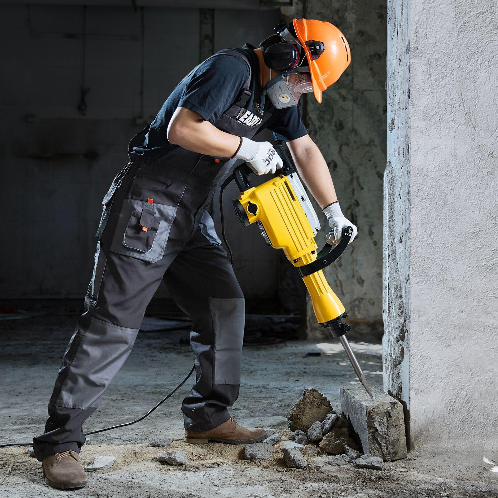 2200W Heavy Duty Electric Demolition Jack Hammer 1350 BPM Concrete Breaker with Point Flat Chisel Storage Case Gloves Goggles