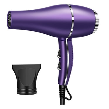 2200W Lightweight Hair Dryer with Diffuser and Removable Nozzle, Perfect for Travel and Home Use, Gray or Purple