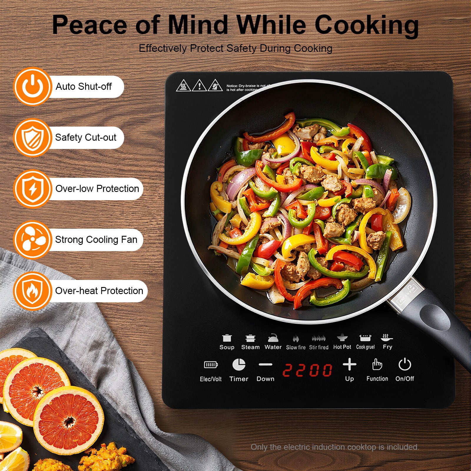 2200W  Portable Kitchen Countertop Induction Cooktop Burner Electric Hot Stove