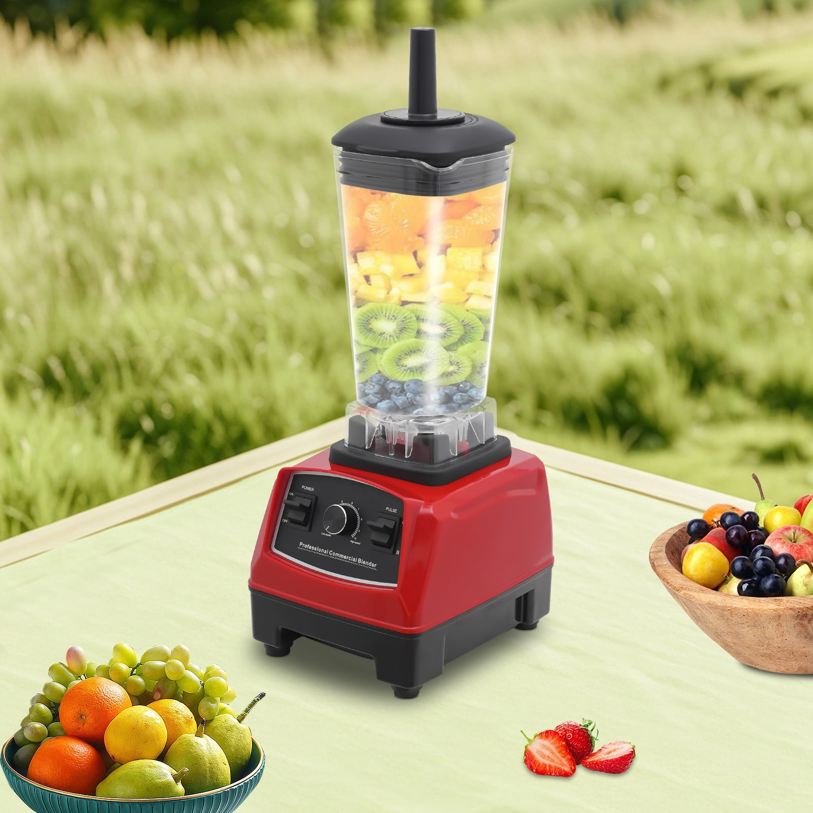 2200W Red Professional Power Blender Countertop Smoothie Blender for Milkshakes Smoothies Sauces