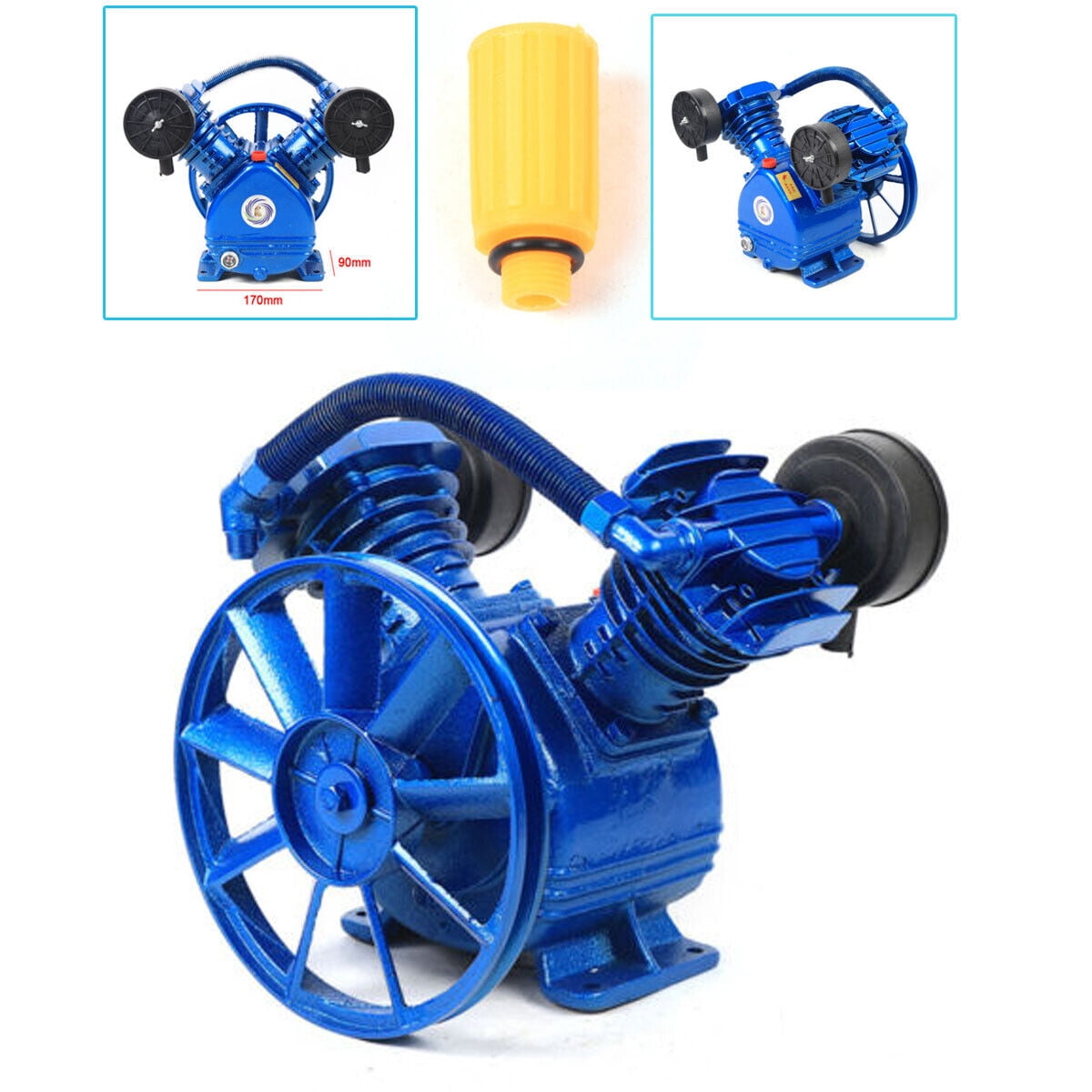 2200W V Air Compressor Pump Head for 3 HP 2 Piston Motor Twin Cylinder ...