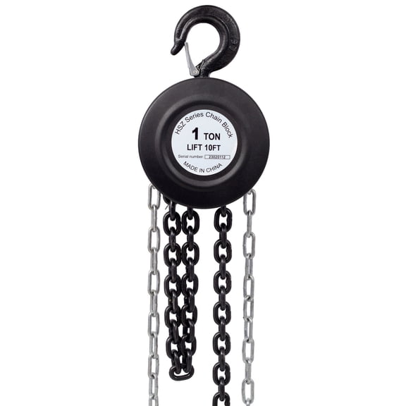 2200lb Manual Chain Hoist 1 Ton Capacity 10ft Lift with Hooks, Steel Construction Black for Use