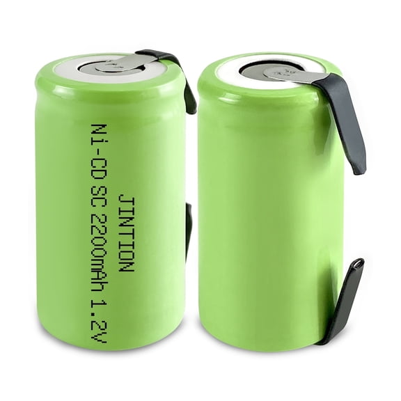 JINTION Rechargeable Sub C Batteries 1.2volts NiCd 2200mAh Flat Top Sub-C Batteries with Tabs for Power Tools, 2Pack