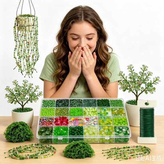 2200pcs Forest Bead Garden DIY Kit, Premium Glass Bead Craft Set for Plant & Floral Creations