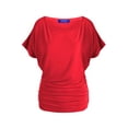 thumbnail image 1 of 2201 Women's Solid Short Sleeve Boat Neck Dolman Top With Side Shirring Red L, 1 of 4