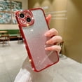 thumbnail image 1 of Clear Glitter Case for iPhone 16 Pro Max, Luxury Bling Sparkly Diamond Rhinestone with Camera Protection Soft TPU Plating Bumper Slim Transparent Women Girls Wireless Charging Case,Red, 1 of 10