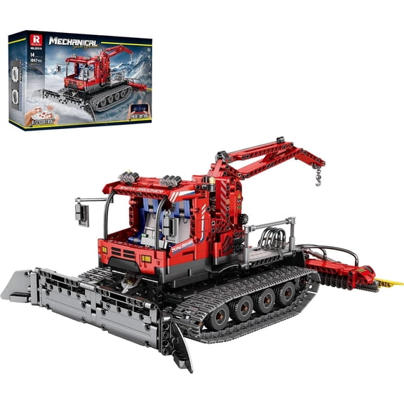 22019 RC Snow Groomer Building Blocks Set, 1047-Piece Remote Control Snow Plow Truck, Motorized Engineering Construction Vehicle Model, STEM Toy Gifts for Adults & Teens 14+