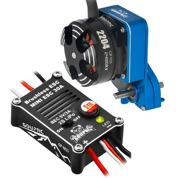 2204 2400KV Brushless Outrunner Motor W/ Transmission & 30A Esc For Scx24 Toy Supplies (Blue)