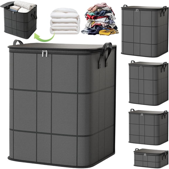 220L Spacious Moving Storage Bin with Reinforced Handles & Zipper, XXL Foldable Fabric Storage Bag for Bedding, Clothes, Quilts, Comforters, Closet Organization & Moving (XXL: 23.6x19.7x27.6 in,3)