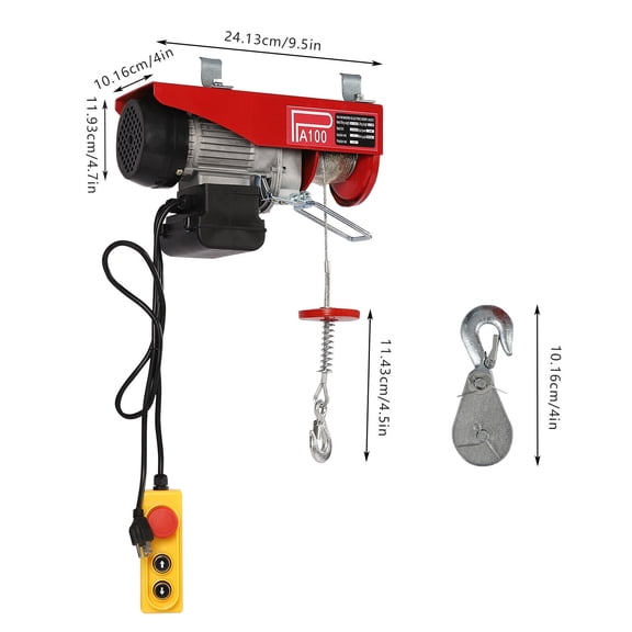 220Lbs Electric Hoist Winch Lifting Engine Crane Ceiling Pulley Overhead Crane