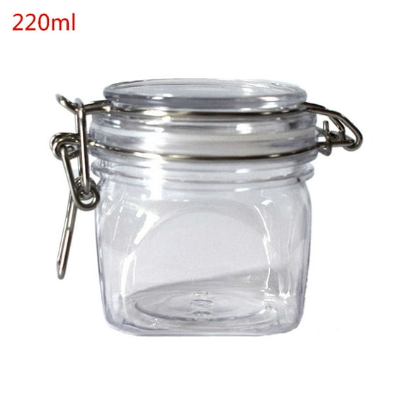 220ML Square Clip Top Storage Jar With Airtight Seal Lid Kitchen Food Co