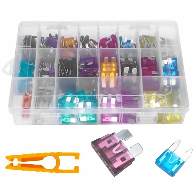 220Pc Car Fuses Assortment Kit Standard & Mini Size (2A/3A/5A/7.5A/10A